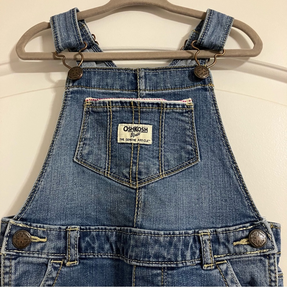 OshKosh denim overalls adjustable straps metal hardware vestbak Girls 4T - Picture 4 of 10